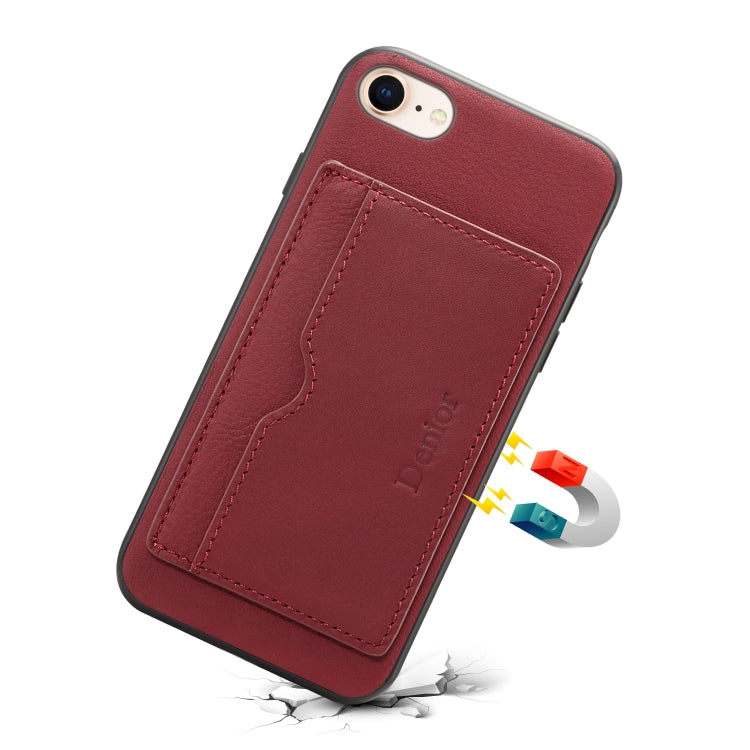  8 Denior V3 Luxury Car Cowhide Leather Protective Case with Holder & Card Slot(Dark Red) Eurekaonline