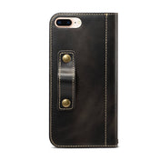 For iPhone 7 Plus / 8 Plus Denior Oil Wax Cowhide DK Magnetic Button Horizontal Flip Leather Case with Holder & Card Slots & Wallet(Black) Eurekaonline