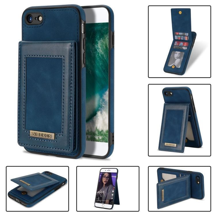  7 N.BEKUS Vertical Flip Card Slot RFID Phone Case(Blue) Eurekaonline