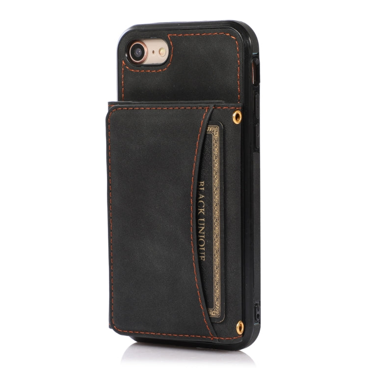  7 Three-fold Leather Phone Case with Card Slot & Wallet & Holder(Black) Eurekaonline