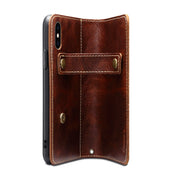 For iPhone X / XS Denior Oil Wax Cowhide DK Magnetic Button Horizontal Flip Leather Case with Holder & Card Slots & Wallet(Brown) Eurekaonline