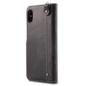 For iPhone X / XS Denior Oil Wax Cowhide Magnetic Button Horizontal Flip Leather Case with Card Slots & Wallet(Black) Eurekaonline