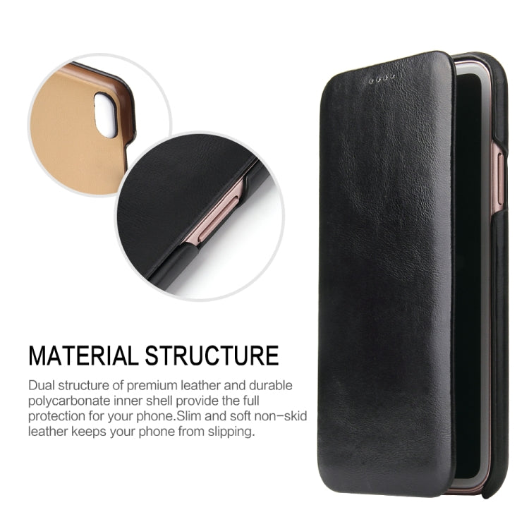 For iPhone X / XS Fierre Shann Business Magnetic Horizontal Flip Genuine Leather Case(Black) Eurekaonline