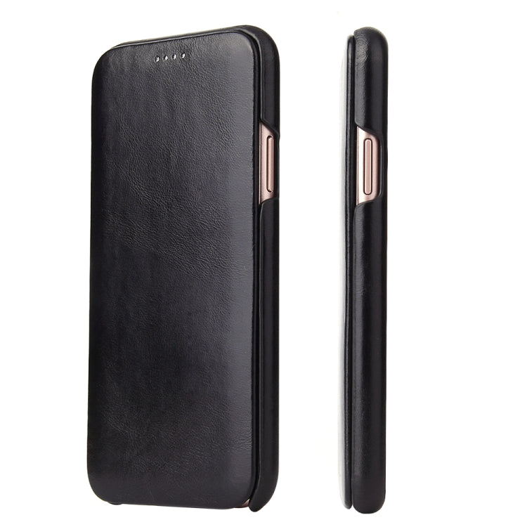 For iPhone X / XS Fierre Shann Business Magnetic Horizontal Flip Genuine Leather Case(Black) Eurekaonline