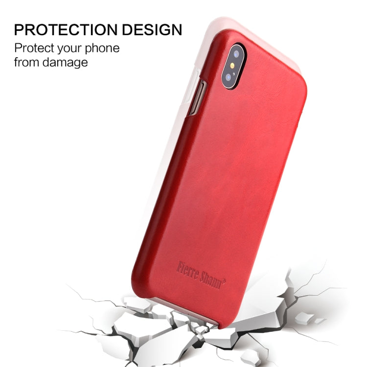  XS Fierre Shann Business Magnetic Horizontal Flip Genuine Leather Case(Red) Eurekaonline