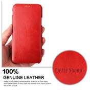 For iPhone X / XS Fierre Shann Business Magnetic Horizontal Flip Genuine Leather Case(Red) Eurekaonline
