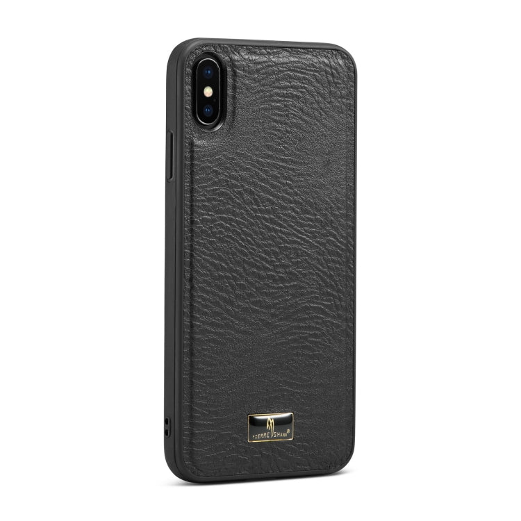 For iPhone X / XS Fierre Shann Leather Texture Phone Back Cover Case(Cowhide Black) Eurekaonline