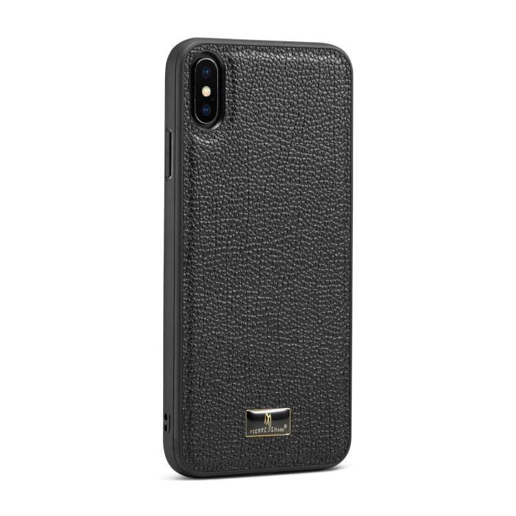 For iPhone X / XS Fierre Shann Leather Texture Phone Back Cover Case(Lychee Black) Eurekaonline