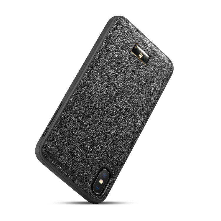 For iPhone X / XS Fierre Shann Leather Texture Phone Back Cover Case(Ox Tendon Black) Eurekaonline