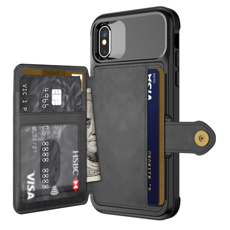 For iPhone X / XS Magnetic Wallet Card Bag Leather Case(Black) Eurekaonline