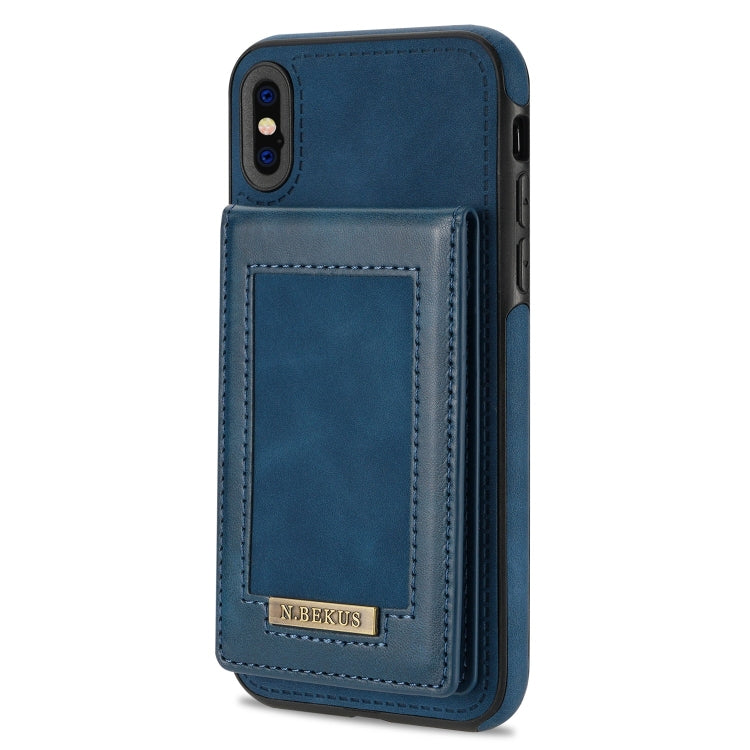 For iPhone X / XS N.BEKUS Vertical Flip Card Slot RFID Phone Case(Blue) Eurekaonline