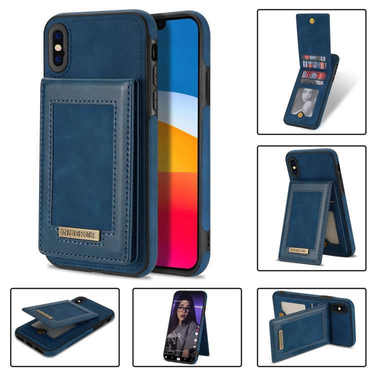  XS N.BEKUS Vertical Flip Card Slot RFID Phone Case(Blue) Eurekaonline