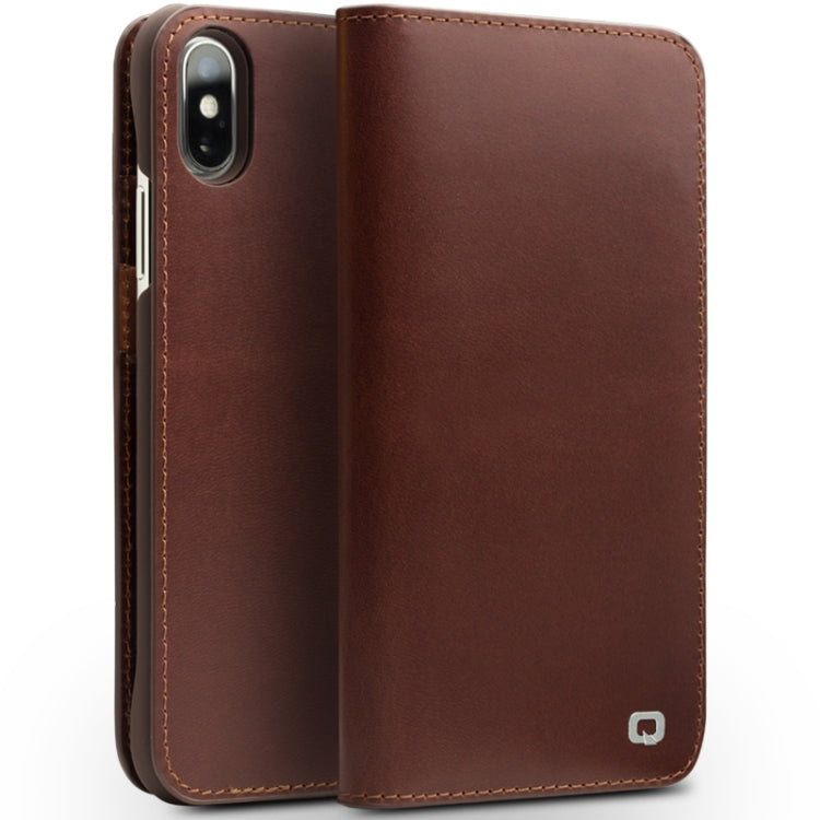  XS QIALINO Crazy Horse Business Horizontal Flip Leather Case with Holder & Card Slots, Style:Without Buckle(Brown) Eurekaonline
