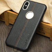 For iPhone X / XS QIALINO Deerskin Texture Cowhide Leather Protective Case(Black) Eurekaonline