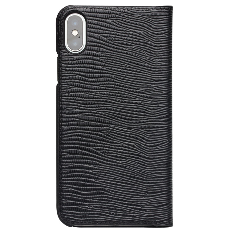 For iPhone X / XS QIALINO Lizard Texture Horizontal Flip Leather Case with Smart View Window & Sleep / Wake-up Function(Black) Eurekaonline