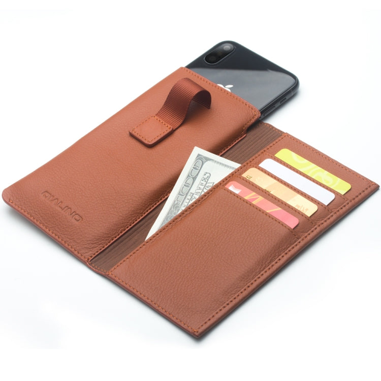 For iPhone X / XS QIALINO Nappa Texture Top-grain Leather Horizontal Flip Wallet Case with Card Slots(Brown) Eurekaonline