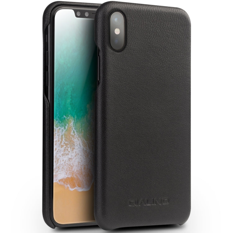  XS QIALINO Shockproof Cowhide Leather Protective Case(Black) Eurekaonline