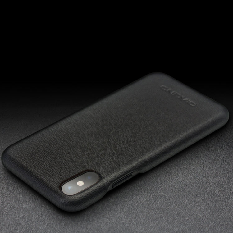 For iPhone X / XS QIALINO Shockproof Cowhide Leather Protective Case(Black) Eurekaonline
