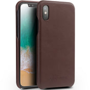 For iPhone X / XS QIALINO Shockproof Cowhide Leather Protective Case(Dark Brown) Eurekaonline