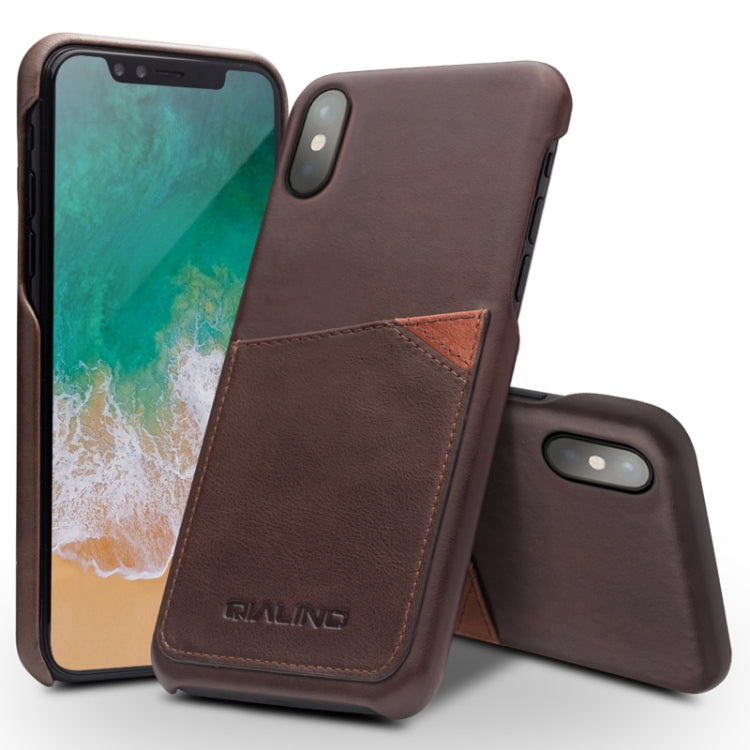  XS QIALINO Shockproof Cowhide Leather Protective Case with Card Slot(Dark Brown) Eurekaonline