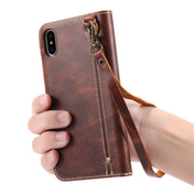 For iPhone XR Denior Oil Wax Cowhide Magnetic Button Horizontal Flip Leather Case with Card Slots & Wallet(Dark Blue) Eurekaonline