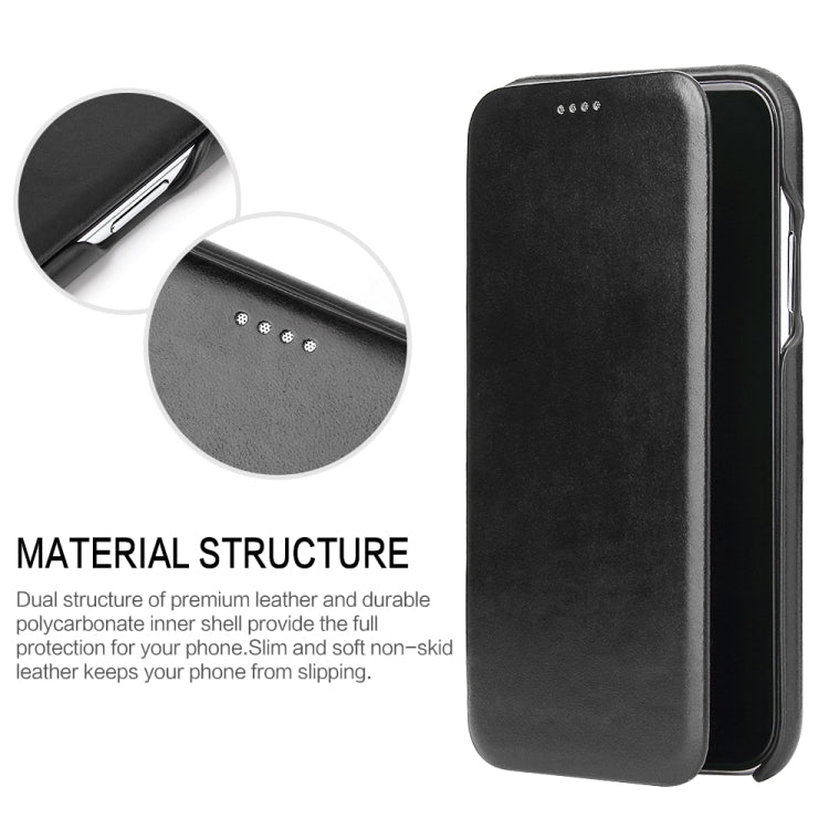 For iPhone XR Fierre Shann Business Magnetic Horizontal Flip Genuine Leather Case(Black) Eurekaonline
