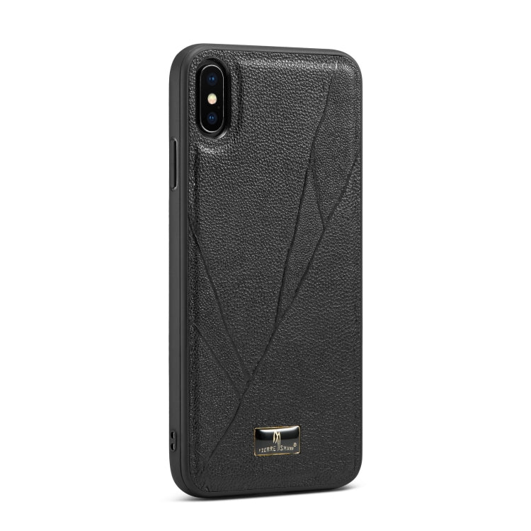 For iPhone XR Fierre Shann Leather Texture Phone Back Cover Case(Ox Tendon Black) Eurekaonline