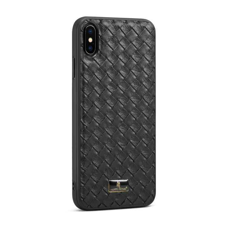 For iPhone XR Fierre Shann Leather Texture Phone Back Cover Case(Woven Black) Eurekaonline