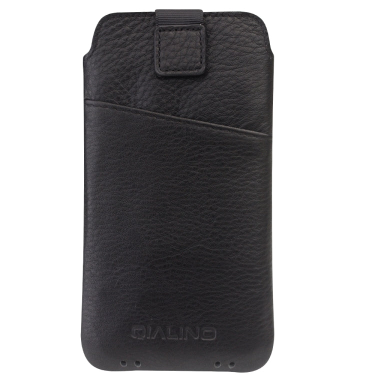 For iPhone XR QIALINO Nappa Texture Top-grain Leather Liner Bag with Card Slots(Black) Eurekaonline