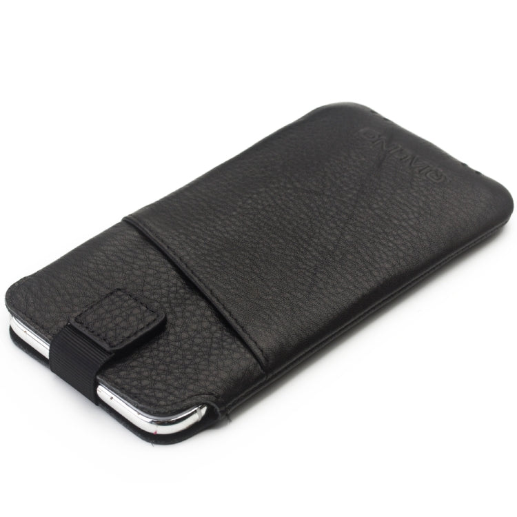 For iPhone XR QIALINO Nappa Texture Top-grain Leather Liner Bag with Card Slots(Black) Eurekaonline