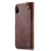 For iPhone XS Max Denior Oil Wax Cowhide Magnetic Button Horizontal Flip Leather Case with Card Slots & Wallet(Brown) Eurekaonline