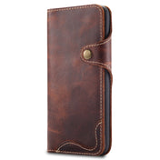 For iPhone XS Max Denior Oil Wax Cowhide Magnetic Button Horizontal Flip Leather Case with Card Slots & Wallet(Brown) Eurekaonline