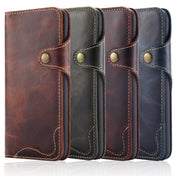 For iPhone XS Max Denior Oil Wax Cowhide Magnetic Button Horizontal Flip Leather Case with Card Slots & Wallet(Brown) Eurekaonline