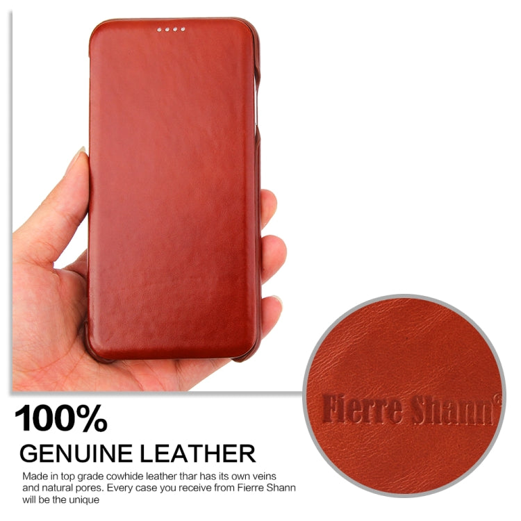 For iPhone XS Max Fierre Shann Business Magnetic Horizontal Flip Genuine Leather Case(Brown) Eurekaonline