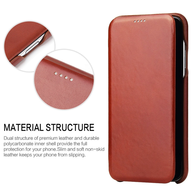 For iPhone XS Max Fierre Shann Business Magnetic Horizontal Flip Genuine Leather Case(Brown) Eurekaonline