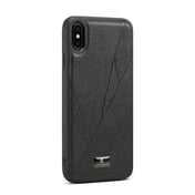 For iPhone XS Max Fierre Shann Leather Texture Phone Back Cover Case(Ox Tendon Black) Eurekaonline