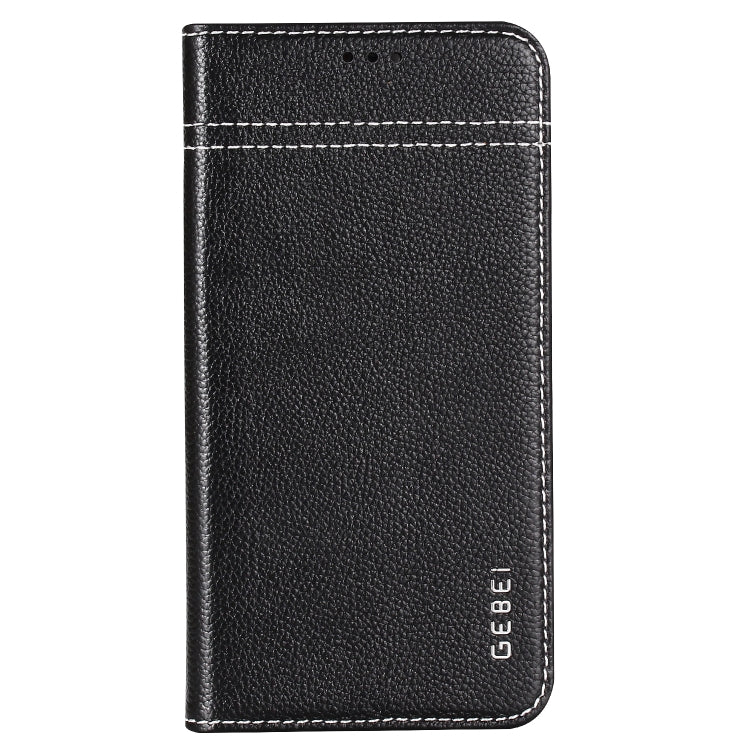 For iPhone XS Max GEBEI Top-grain Leather Horizontal Flip Protective Case with Holder & Card Slots(Black) Eurekaonline