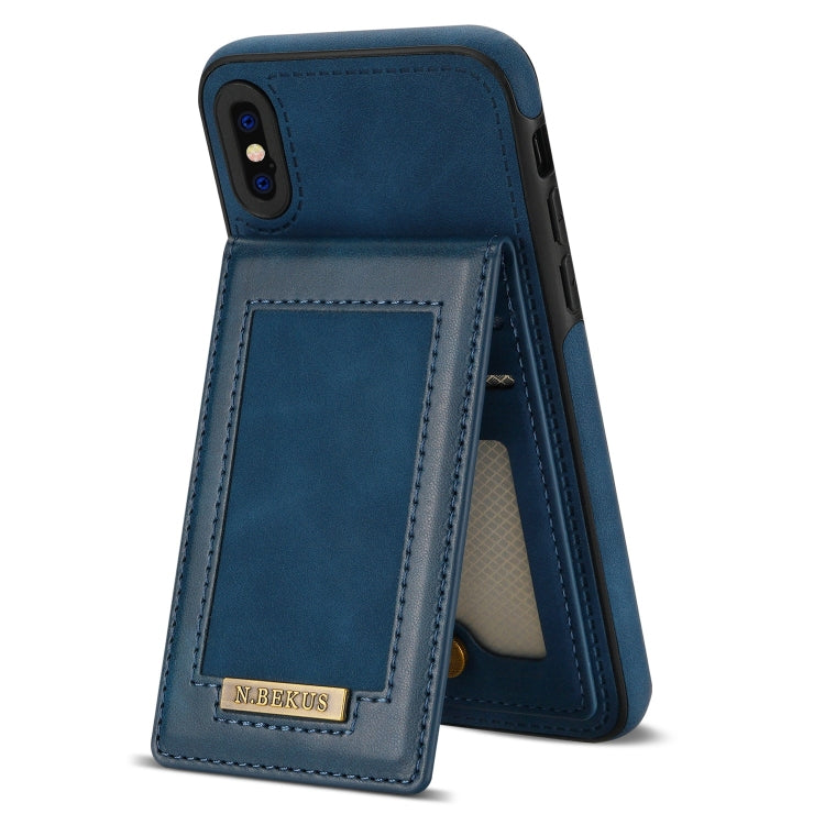 For iPhone XS Max N.BEKUS Vertical Flip Card Slot RFID Phone Case(Blue) Eurekaonline