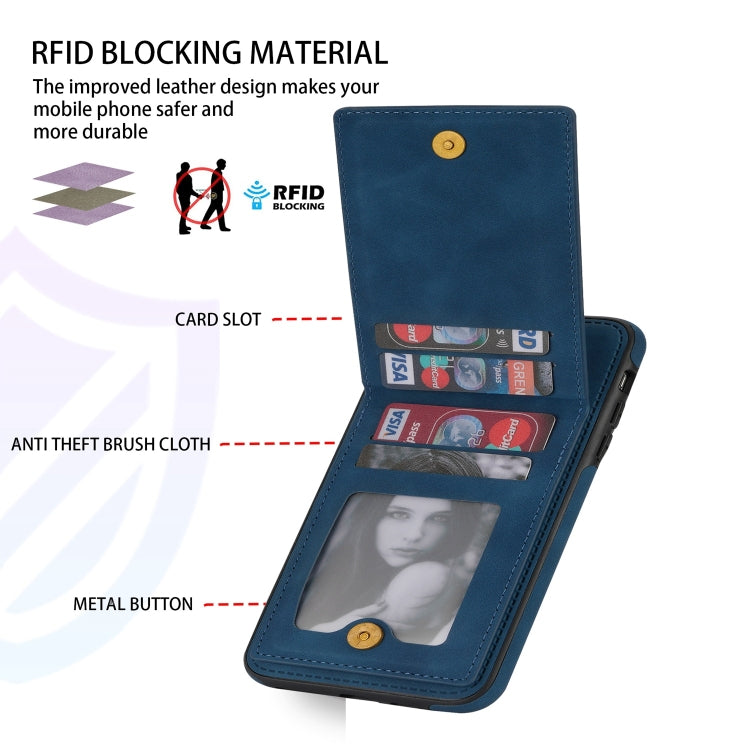 For iPhone XS Max N.BEKUS Vertical Flip Card Slot RFID Phone Case(Blue) Eurekaonline
