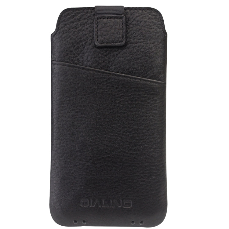 For iPhone XS Max QIALINO Nappa Texture Top-grain Leather Liner Bag with Card Slots(Black) Eurekaonline