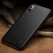 For iPhone XS Max QIALINO Shockproof Cowhide Leather Protective Case(Black) Eurekaonline