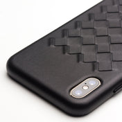 For iPhone XS Max QIALINO Shockproof Weave Cowhide Leather Protective Case(Black) Eurekaonline