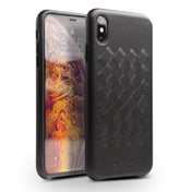 For iPhone XS Max QIALINO Shockproof Weave Cowhide Leather Protective Case(Black) Eurekaonline