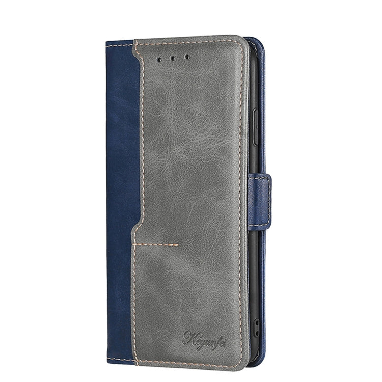 S10 Pro Contrast Color Side Buckle Leather Phone Case(Blue + Grey) Eurekaonline