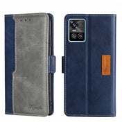 For vivo S10/S10 Pro Contrast Color Side Buckle Leather Phone Case(Blue + Grey) Eurekaonline