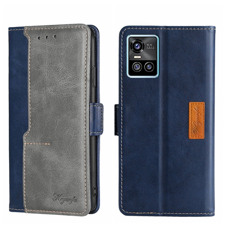 S10 Pro Contrast Color Side Buckle Leather Phone Case(Blue + Grey) Eurekaonline