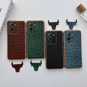 For vivo S15 5G Genuine Leather Ostrich Texture Nano Plating Phone Case(Black) Eurekaonline
