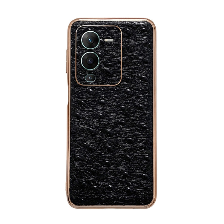 For vivo S15 5G Genuine Leather Ostrich Texture Nano Plating Phone Case(Black) Eurekaonline