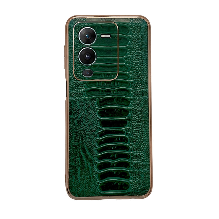 For vivo S15 5G Genuine Leather Weilai Series Nano Plating Phone Case(Green) Eurekaonline