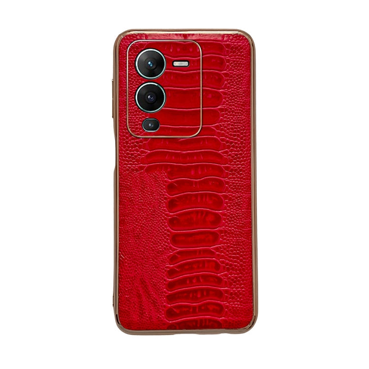 For vivo S15 5G Genuine Leather Weilai Series Nano Plating Phone Case(Red) Eurekaonline